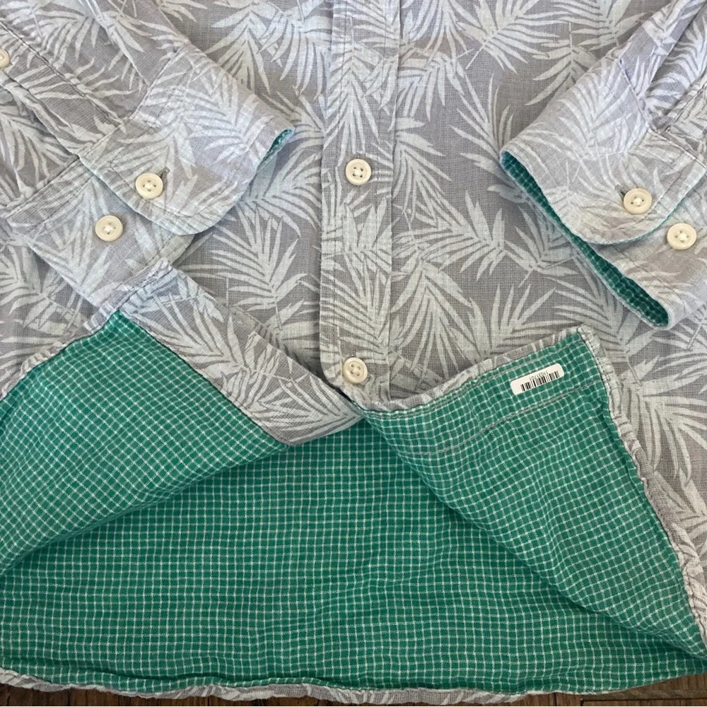 Banana Republic Light Blue & White Palm-Print Button-Down Shirt